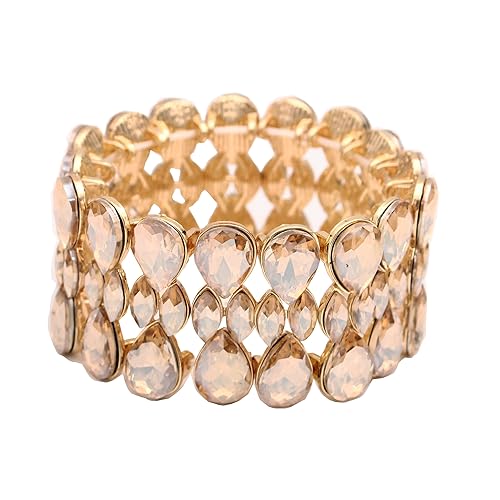 QLLYHLH Women’s Teardrop Stretch Bangle Bracelet Austrian Crystal Brides Bridesmaid Party Accessories for wedding