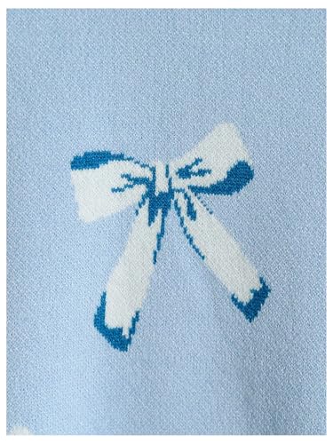 Image of WDIRARA Girl's Cute Bow Sweater Crew Neck Long Sleeve Pullover Knit Tops