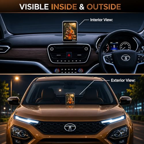 Image of Car Dashboard Digital Frame Both Side with 16 Different Colors and Adjustable Brightness- Size 4.5 inchx3.3 inch |Chhatrapati Shivaji Maharaj and Chhatrapati Sambhaji Maharaj