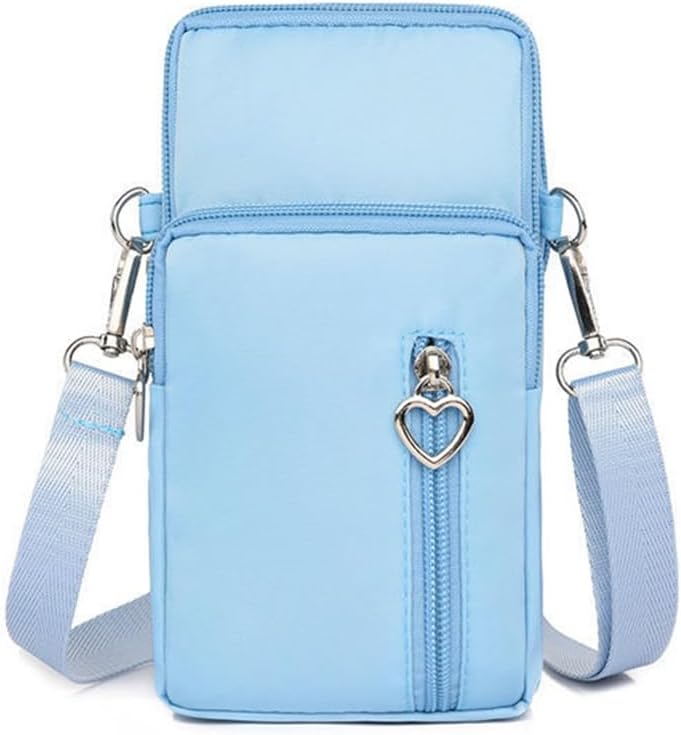 Girls Phone Bag, Cross Body Phone Bag, Waterproof Phone Bags with Zipper Blue Phone Bags for Pack Mobile Phones, Cosmetics and Small Objects