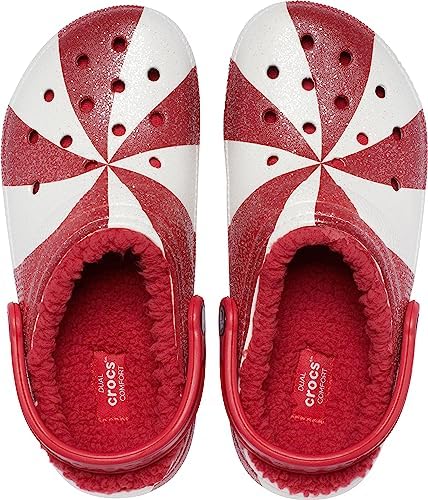 Crocs Unisex Classic Holiday Lined Clogs, Fuzzy Slippers, White/Red, Numeric_9 US Men | Image 3