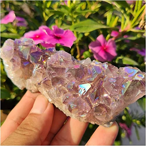 Améthyste aura ange cluster 200g lithothérapie : pierre violette naturelle brute - 3
