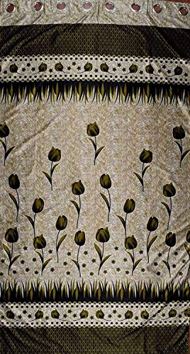 Image of Home Decor Polyester Rose Curtains for Door 7 Feet, Pack of 2, Green (Green, Door 7 Feet)