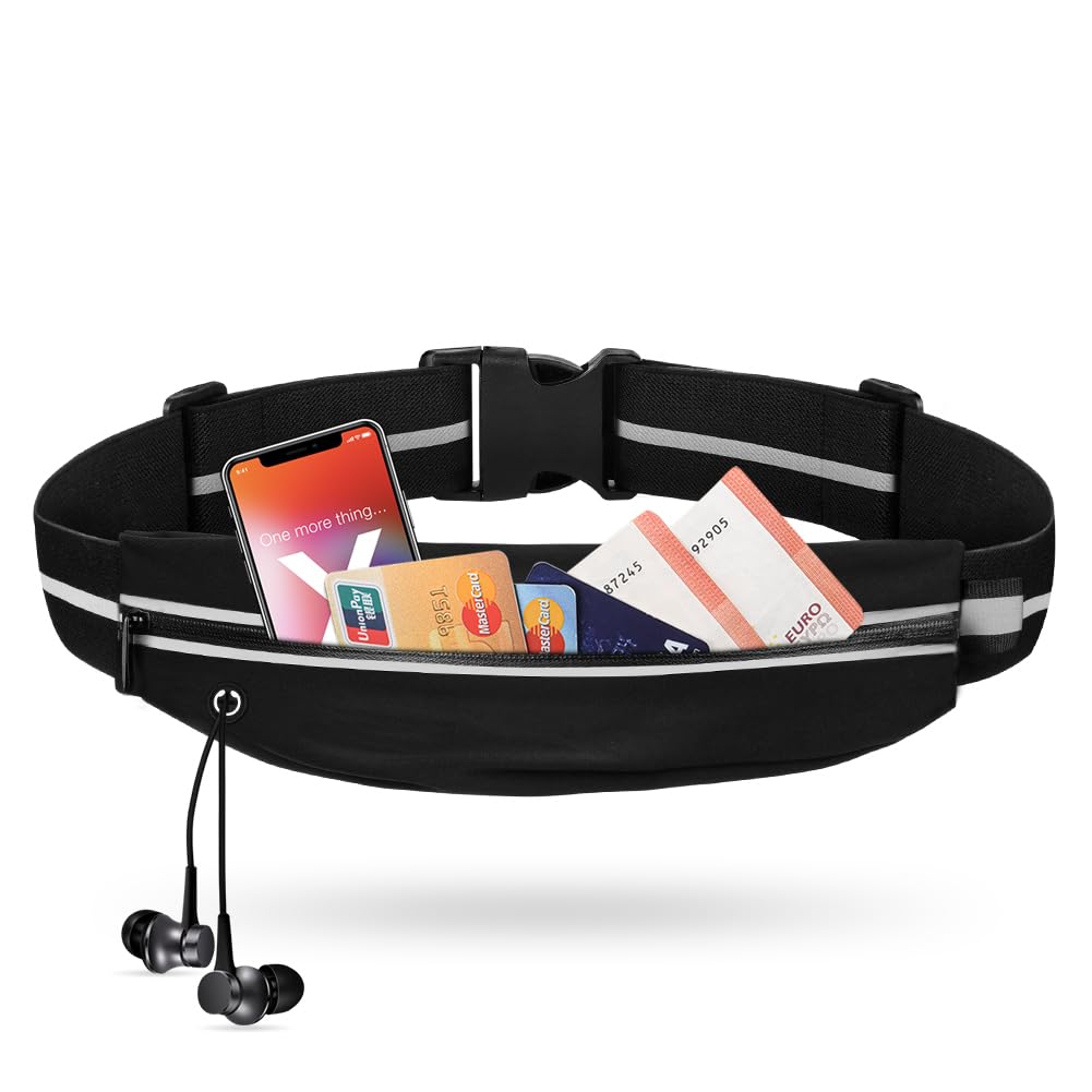 Flintronic Marsupio Sportivo, Marsupio Running Doppia Tasca per iPhone -Cintura Palestra e Porta Cellulare da Corsa con Gancio Portachiavi