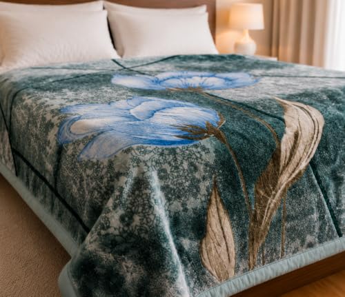 Image of Signature Exclusive Supersoft Luxury Heavy Winter Double Ply Double Bed Mink Blanket - 4.5 kg | 100% Polyester | 2.10 m x 2.40 m | Royal Luxe Comfort for Extreme Cold (Glacier Daisy)