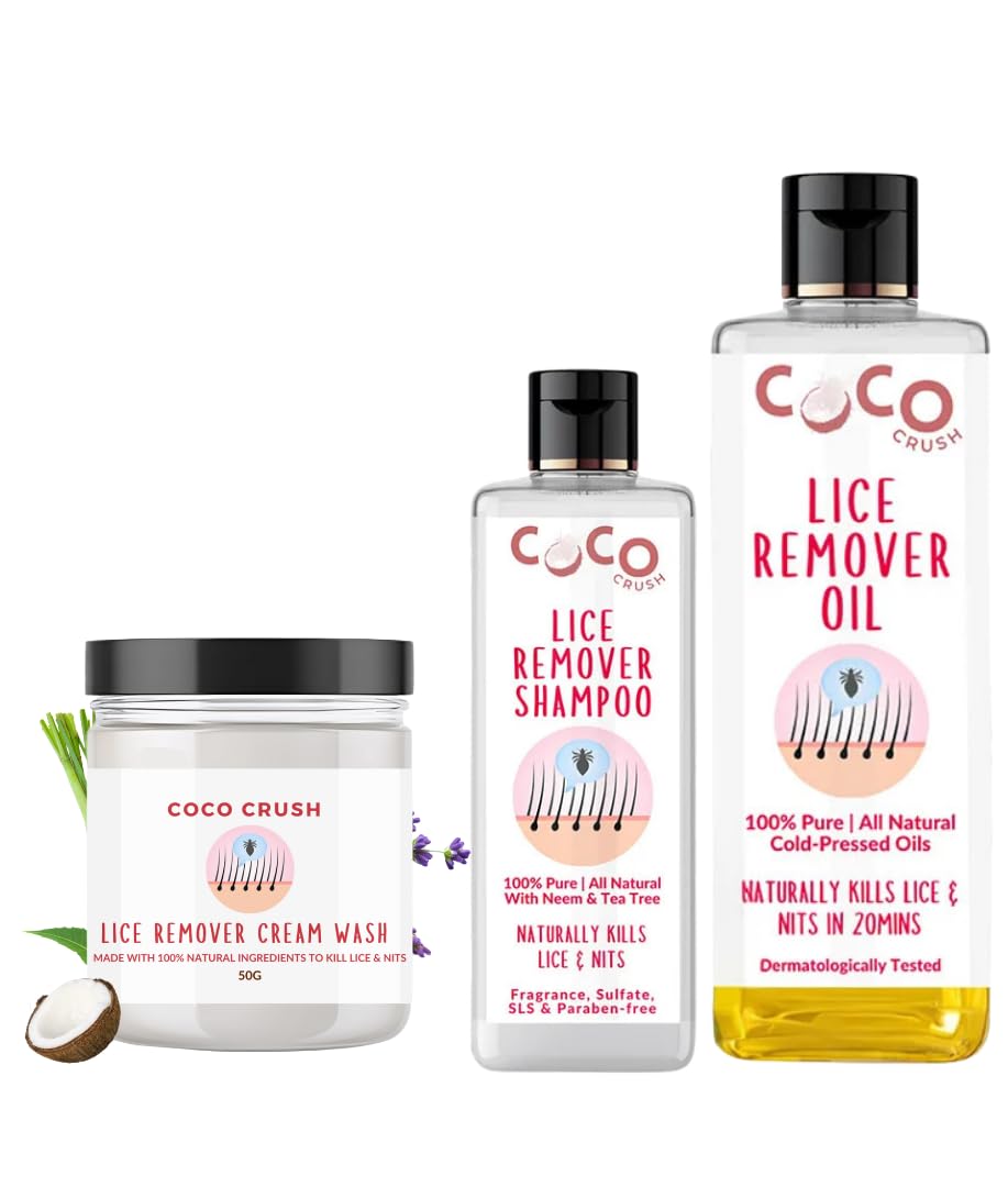 Ayurvedic Anti-Lice Treatment Bundle: Shampoo (100ML), Oil (200ML) & Cream Wash (50ML) | 100% Natural | Single Wash Solution | Safe for Kids | Neem, Tea Tree & Camphor Enriched (350ML)-image-41