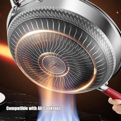 Wok con tapa, acero inoxidable antiadherente, 12.6 in miniatura 7
