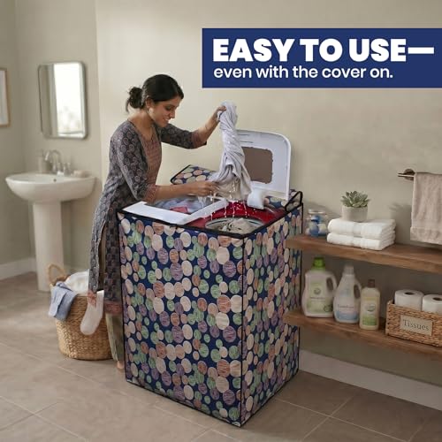 Image of DREAM CARE Waterproof & Dustproof Washing Machine Cover Top Load & Semi Automatic Suitable for 6 kg, 6.2 kg, 6.5 kg (80 x 86 x 51 cms)