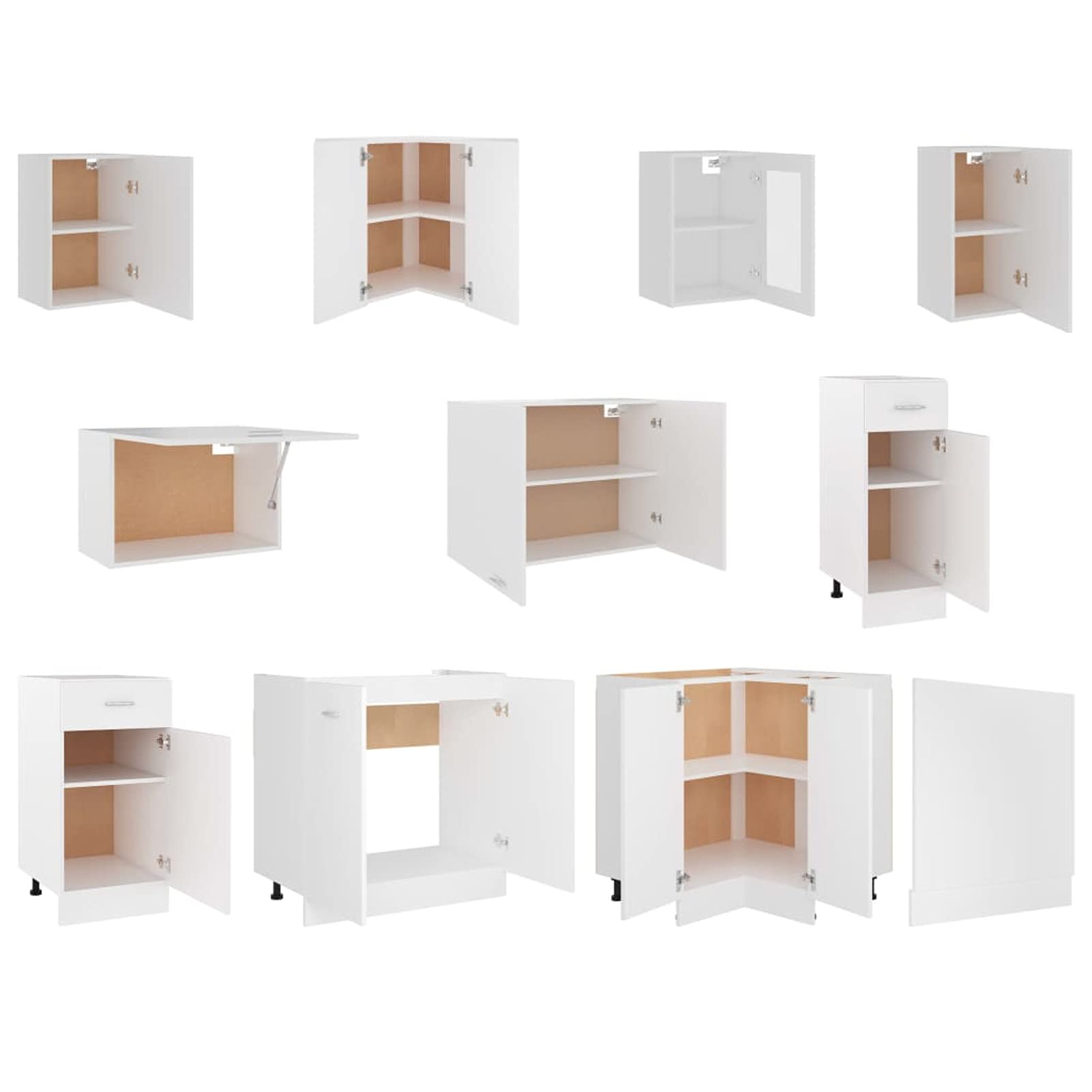 Homgoday Juego de Muebles de Cocina 11 Piezas aglomerado blancoalacena de Cocina Muebles Cocina modulos
