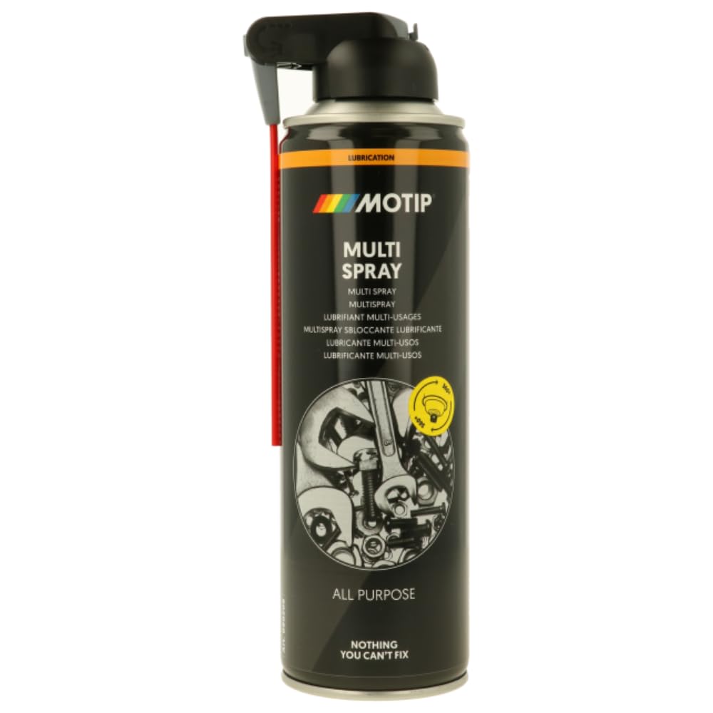 MOTIP Multispray Lubrificante Sbloccante Universale, Ottime proprietà di penetrazione, Rimuove olio, grasso, cera, rivestimento del sottoscocca e catrame, 12 pezzi