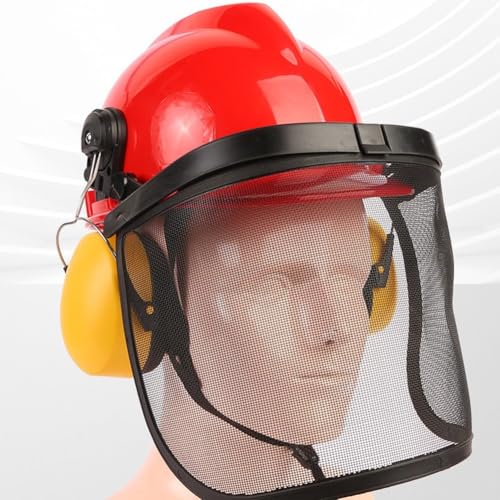 Casco forestal protector para trabajos de campo con orejeras y rejilla de acero 7