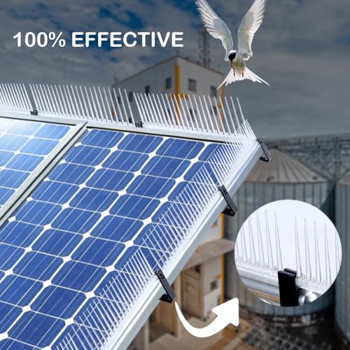 Image of Bird Spikes for Solar Panels with Stand (Pack of 10) Polycarbonate Anti-Bird Strips for Fits 30 40mm Thick Panels Effective Solar Panel Protection Solution