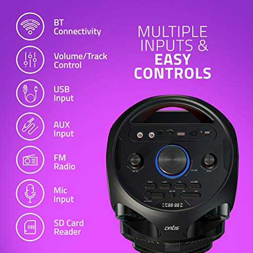 Image of Artis BT700 Wireless Bluetooth Super Bass Portable Party Speaker with RGB Lights, Wireless Mic, Remote Control, FM Radio & Aux in /USB /TF Card Reader Input (50W RMS Output)