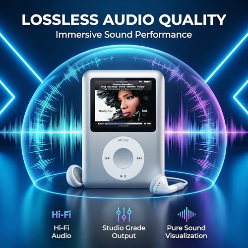 Image of Drumstone Pocket Size MP4 Player with LCD Display, Portable Music & Video Player, Lossless Audio, Supports Up to 64GB Micro SD Card, Silver