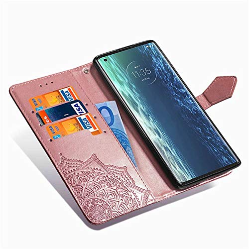 Image of ClickCase Queen Series for iPhone 15 Plus Leather Flower Embossing Wallet Flip case Magnetic Closure Flip Cover for iPhone 15 Plus (Rose Gold)