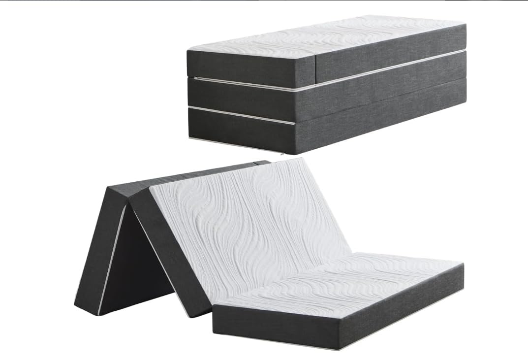 Twirest Matelas Pliant Matelas Mousse à Mémoire de Forme, Épaisse 10 cm,Idéal Camping ou Voyage, Matelas Pliable, pour Adulte, 2 Personnes (140 x 190 x 10 cm)