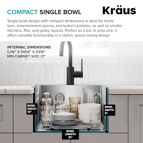KRAUS 18 x 18 inch Standart PRO™ Drop-In Top Mount 16 Gauge Single Bowl 1-Hole Stainless Steel Kitchen Sink Set (5 Item Bundle: Sink, Bottom Grid, Drain Assembly, Drain Cap, Kitchen Towel), KHT301-18 - image 7