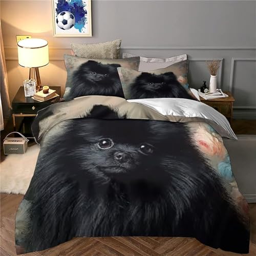Linge de lit chien noir 140x200 microfibre 3D confortable - 6