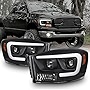 AKKON - For 2006-2008 Dodge RAM 1500 & 06-09 Dodge RAM 2500/3500 LED Daytime Running Lamp Bar Projector Headlights Black Combo