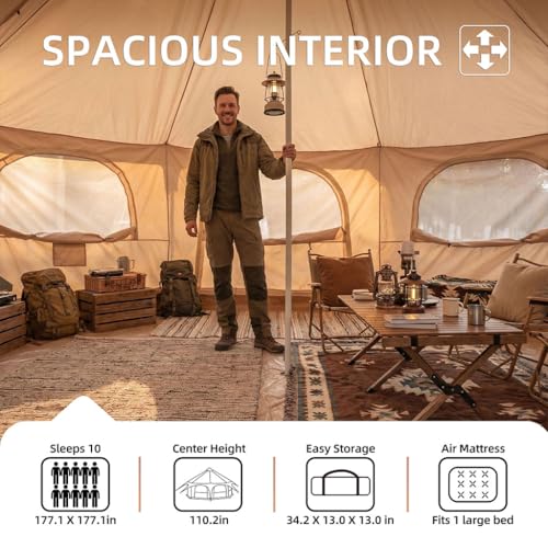 Carpa de lona 14.8ft x 9.2ft con chimenea, impermeable y transpirable miniatura 4