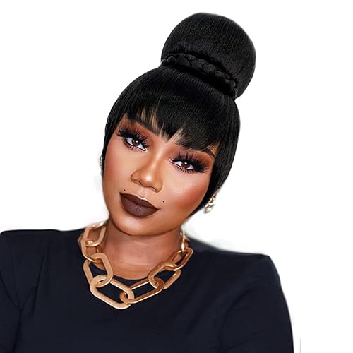 Miniatura 2 de VAVANGA BUN BANGS - Juego de 2 extensiones de cabello lacio YAKI con cordón de 30 pulgadas de largo