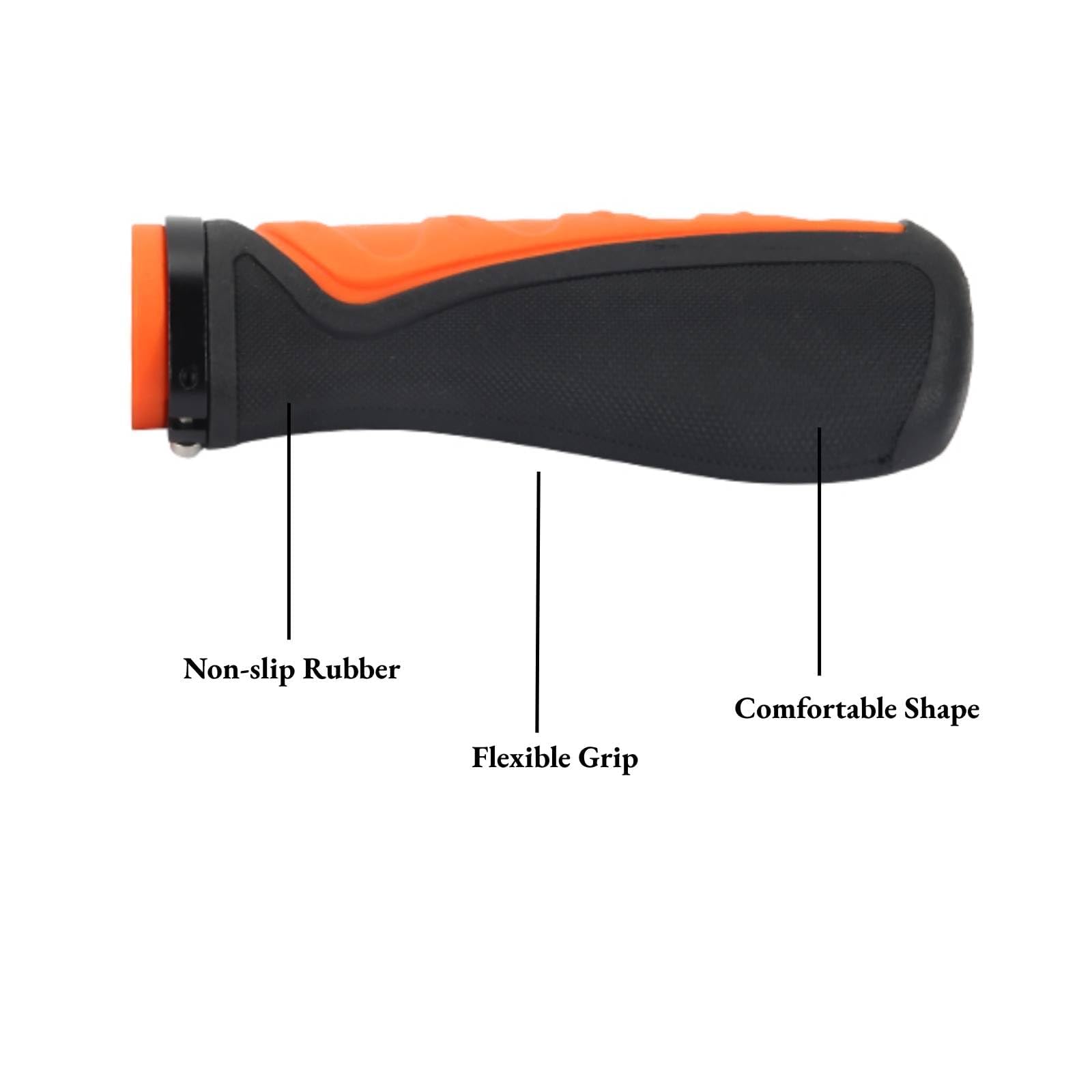 Fietsstuurgrepen – Oranje/zwart Rubber, Antislip Lock-on Systeem, Ergonomisch, Geschikt Voor MTB, BMX, Stadsfietsen, Diameter <22 Mm