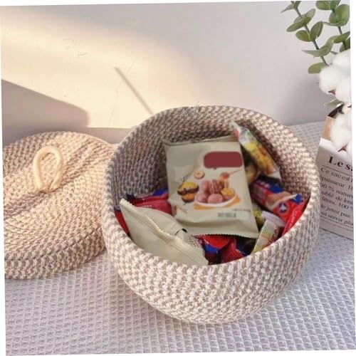 Petit panier avec couvercle en corde de coton bohème