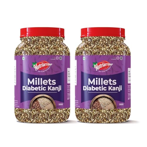 Image of Nutriarrow Sprouted Millet Health Mix (Buy 1 Get 1 - 800g x 2 Jars) | | Diabetic Millets Kanji Mix for Adult | Pearl /Bajra /Kambu | Sprouted Horse Gram | Green Gram | fenugreek | Jowar | Sorghum | Chama Rice | Njavara Rice | High Protein & Fiber | Healthy Millet Blend for Dinner & Breakfast | Highly Nutritious