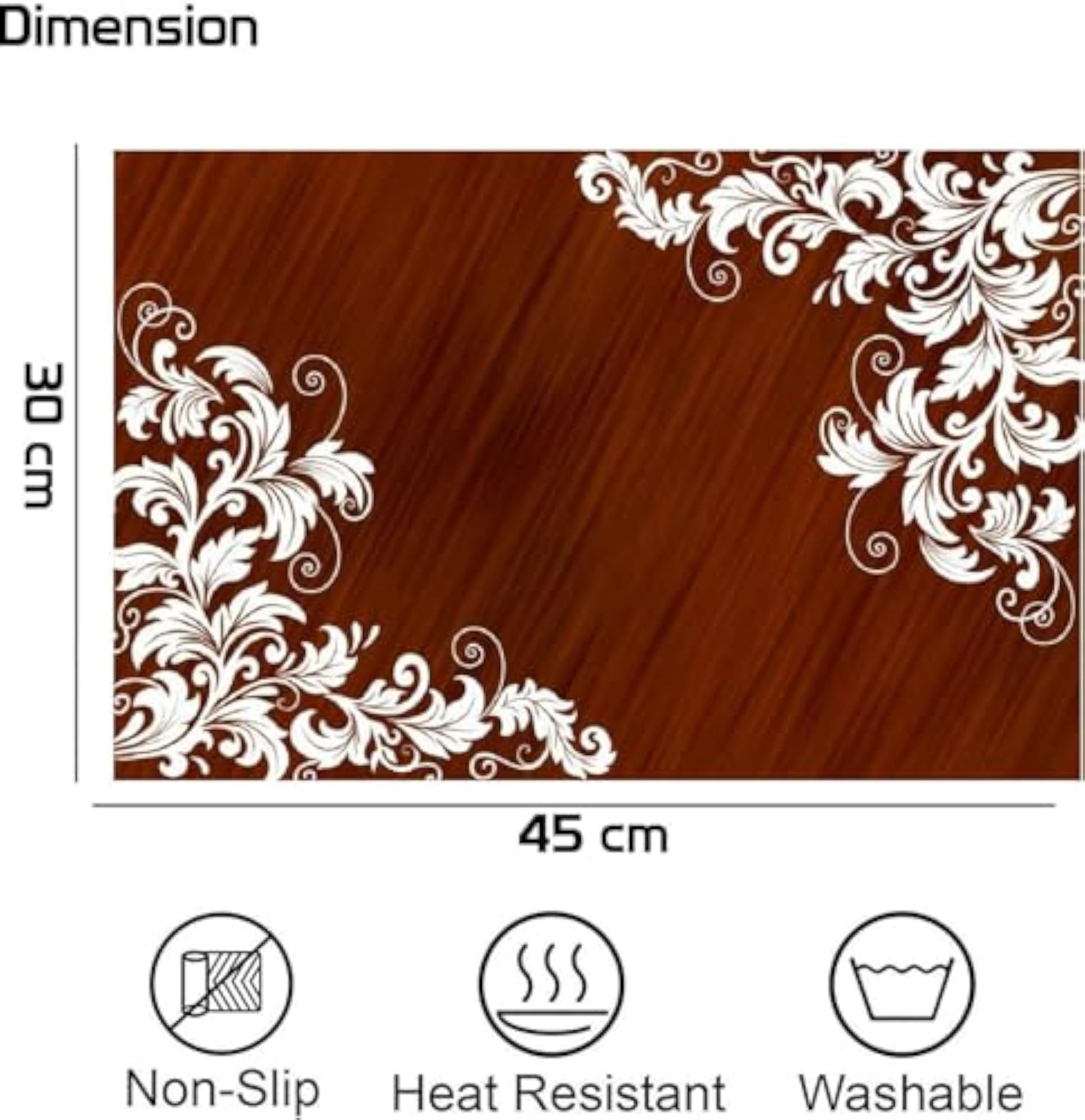 Printed PVC Waterproof Table Mats for Dining, Set of 6
