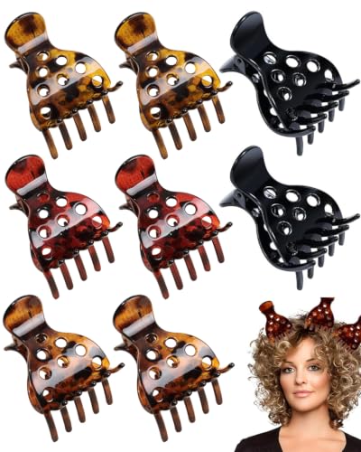 YIPFEN Pinzas Para El Pelo 8 Uds, Grapas Estrellas Acabado Brillante Negro Leopardo Carei Serpiente, Diseño Antideslizante Sin Doblarse Para Cabello Grueso Y Rizos Con Sujeción Segura