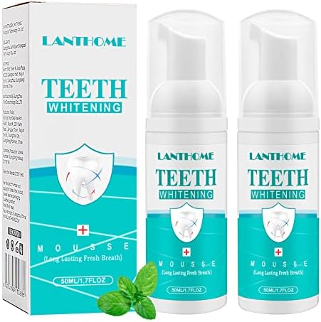 Teeth Whitening Toothpaste,Teeth Whitening Foam,Teeth Cleaning Foam Mousse,Intensive Stain Removal Toothpaste,Deep Cleans Teeth Stains & Fresh Breath (2PCS,Blue)