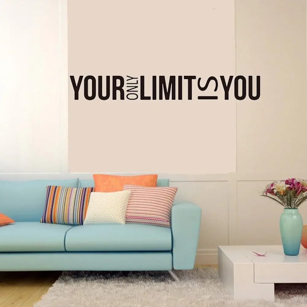 Large Your Only Limit is You Wall Sticker Office Gym Inspirational Motivational Quote Wall Decal Workout Exercise 56cmwidex8cmhigh