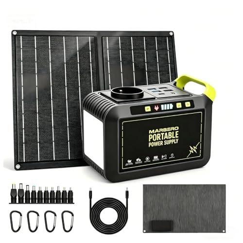 MARBERO Groupe Électrogène Portable 24.000mAh avec Panneau Solaire Pliable 21W, Générateur Solaire avec Prise 120W (Pic), USB QC3.0 et DC, Charge Rapide,...