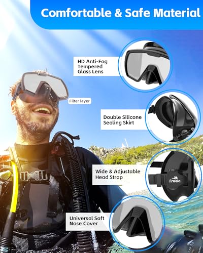 Set de snorkel seco para adultos con máscara de buceo antiniebla y sin fugas miniatura 4