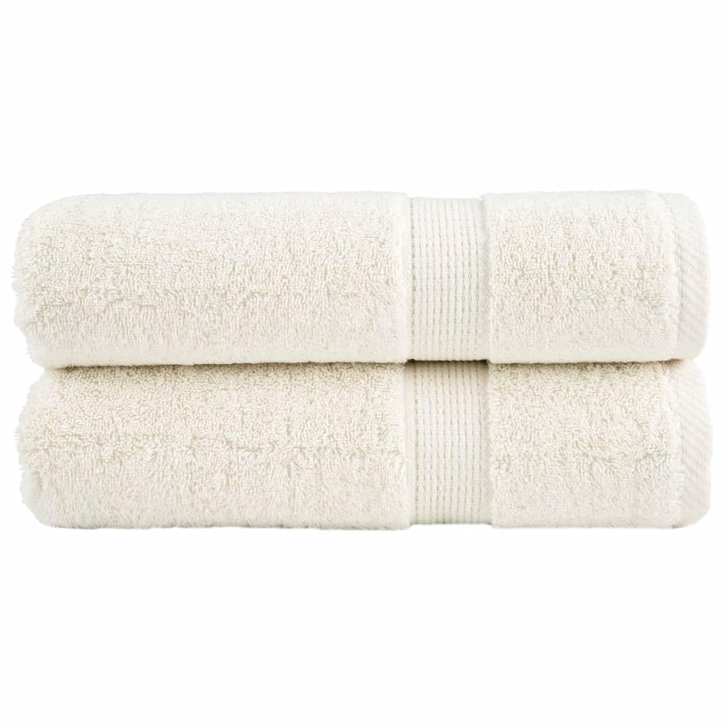 Premium Badetücher SOLUND 2 Stück Creme 100x150 cm 600 g/m² aus 100% Baumwolle, saugfähig, weich, pflegeleicht, ideal für Sauna, Strand, Wellness, Sport und Badezimmer