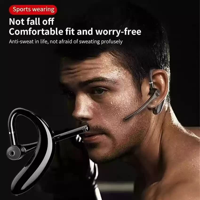 Image of 180 Rotating Single Bluetooth Ear Hook Business Sport Painless Headset Noise Reduction Headset for All Smartphones (with1 Year Replacement Warranty)
