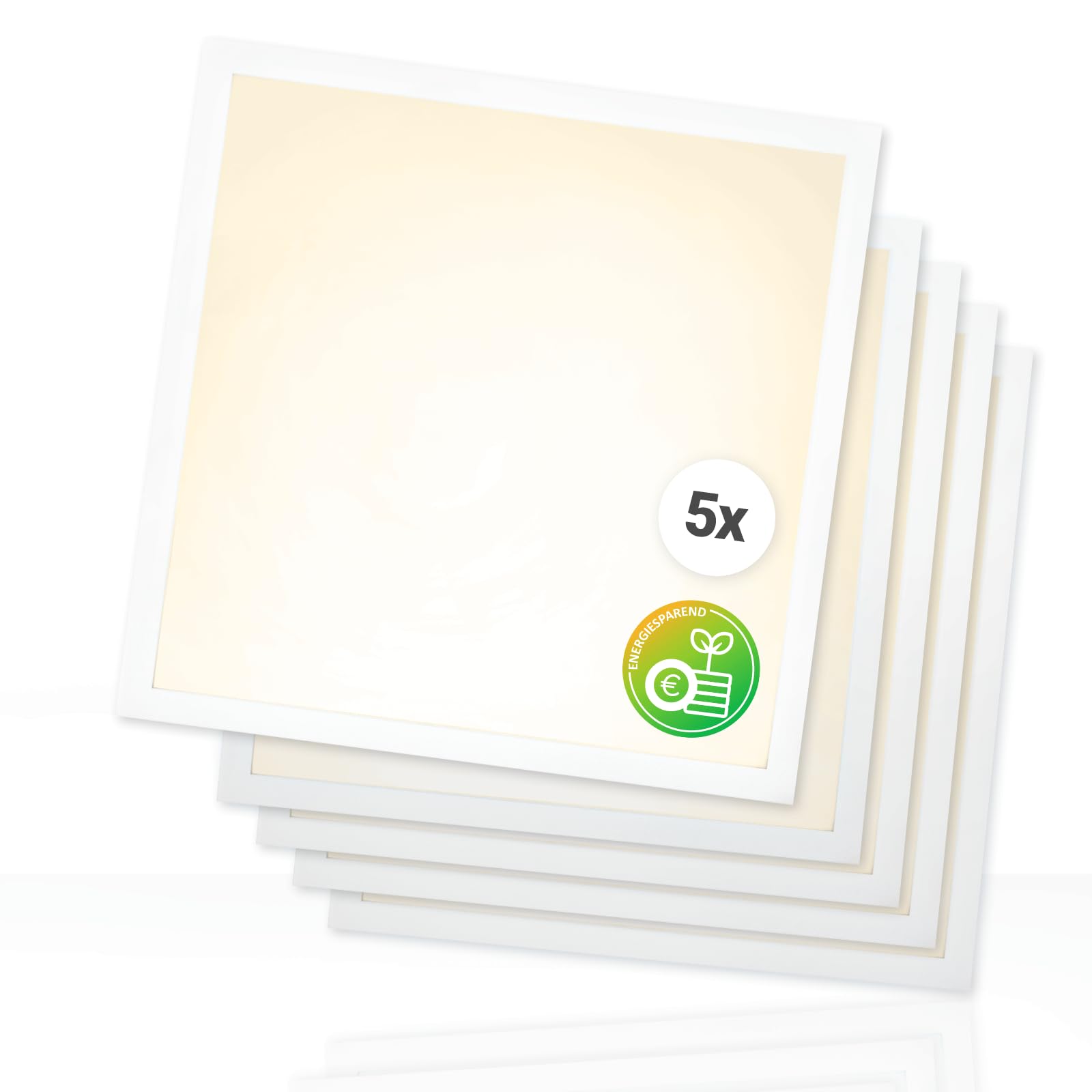 5x LED Panel 62x62cm 4000K 25W Rasterleuchte 4500lm flimmerfrei Deckenleuchte Energieeffizient Netzteil BLs2.0