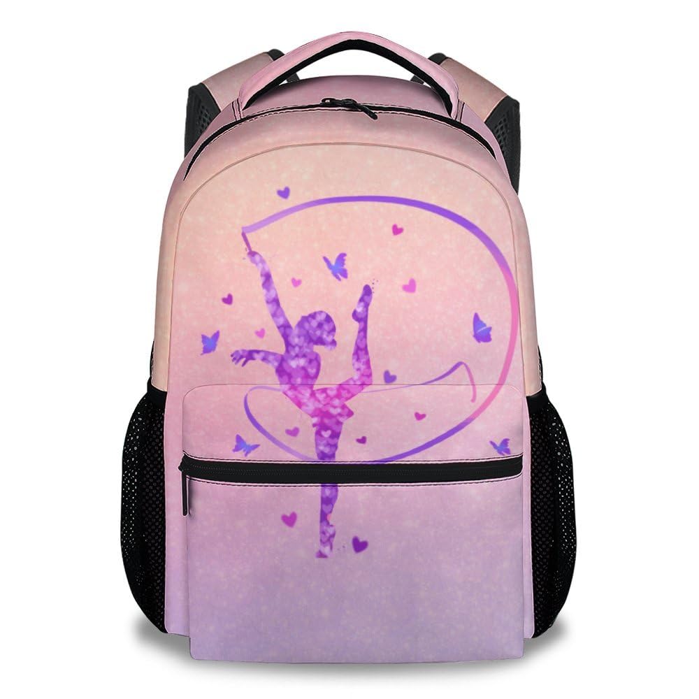 Gymnastics School Backpack for Girls 17 Inch Light Colorful Backpacks for  Kids 6-8 Years Lightweight Cute Bookbag for Elementary