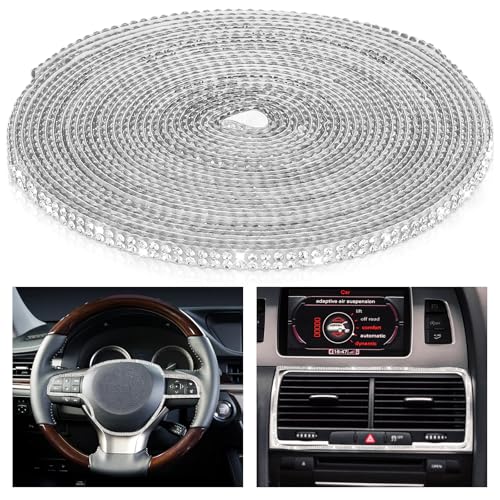Image of Gjinxi Bling Car Trim Self Adhesive Strip, 16.4Ft Rhinestone Vehicle Dashboard Line Molding Stickers, Bling Diamond Auto Interior Exterior Decor Accessories for Women Girls