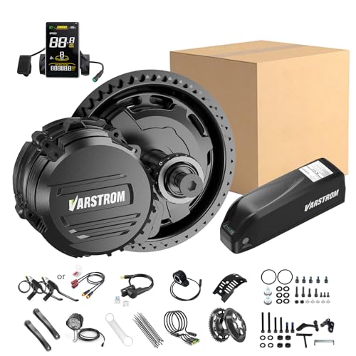Varstrom 48V 1000W Mittelmotor Ebike Umbausatz, TSDZ16 Drehmomentsensor Mittelmotor mit SWM58 Display und 52V 20Ah Unterrohr Ebike Akku, Elektrisches Fahrrad Umbausatz für BB68-73mm MTB CTB Dreirad