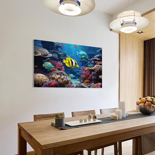 Toile poisson coloré solution décoration murale rapide prête à poser