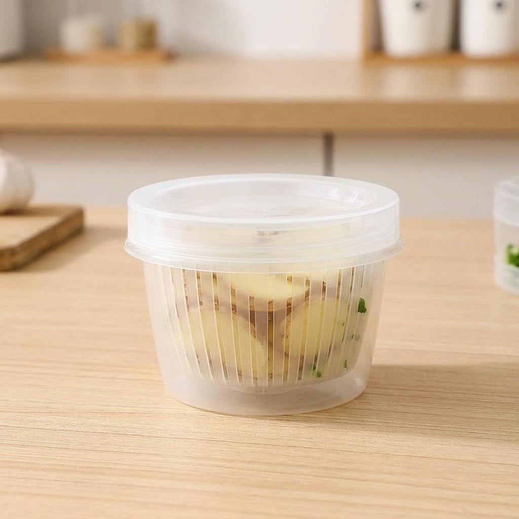 タッパーウェアフタ付きプラスチック保存容器 直径28cm Amazon｜FytStycale 保存容器 ザル付, 水切り フタ保存容器, PP