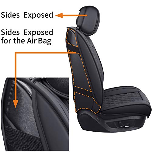 Image of Aierxuan Front Car Seat Covers for Most Cars with Waterproof Leather(Black)