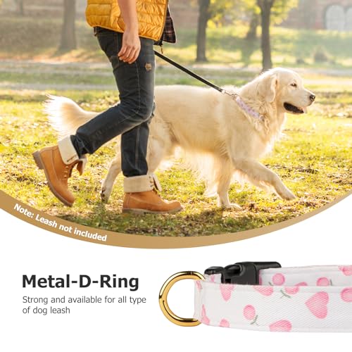 Cotton Handmade Dog Collar Cute and Distinctive Patterns White and Pink Love Heart with Pendant for Girl Boy Dogs Collars S