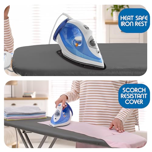 Image of Ironing Board Holder Wall Mount & Over The Door Hanger, Laundry Room Ironing Board & Iron Hanger, Storage Caddy Iron Holder T&V Shaped, Ironing Board Cover & Pad Set Heat Reflective & Stain Resistant