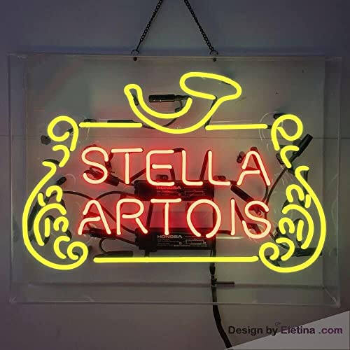 Neon Signs for Wall Decor 16x20inch Stellas Artois Lager Sign Acrylic Pub Bar Handmade Light salla Neon Led Tubing PVC 14"x17"