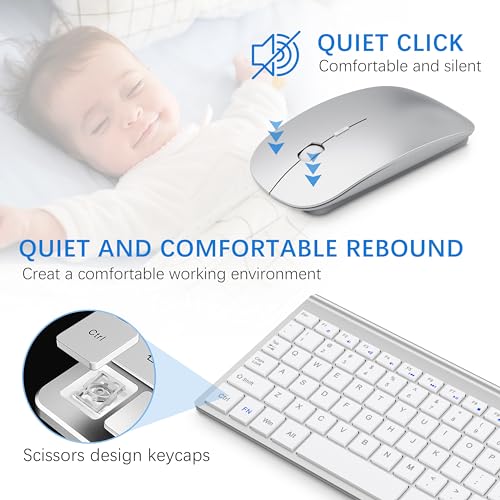 Moojay Wireless Keyboard And Mouse With Mouse Pad Ultra Slim Combo, Moojay 2.4G Usb Quiet Compact Scissor Switch Keyboard Mice Set With Cover, 2 Aa And 2 Aaa Batteries, For Laptop/Pc/Windows thumb #1
