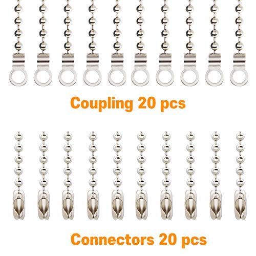 4.5mm Diameter Beaded roller chain pull chain extension with connector 16ft with 20 Matching Connectors