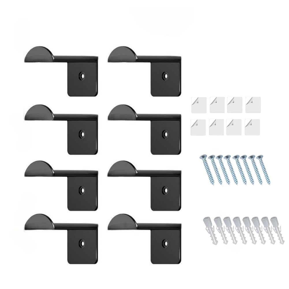 CTRLZS 8pcs Adhesive Hat Rack Display Hooks for Wall Door Baseball Cap Holder Closet Storage Organizer Cap Hanger Black