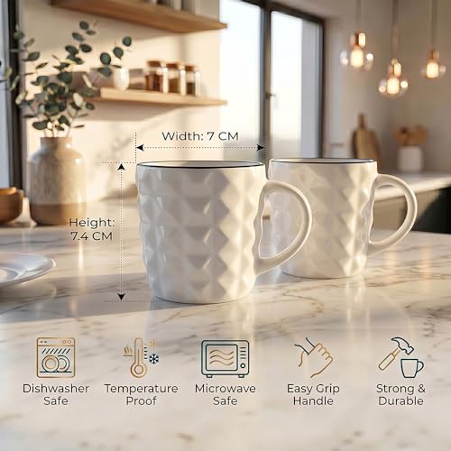 Image of U.P.C. UPC Set of 6 Coffee Mugs New Modern Design Fine Bone China Ceramics Tableware,